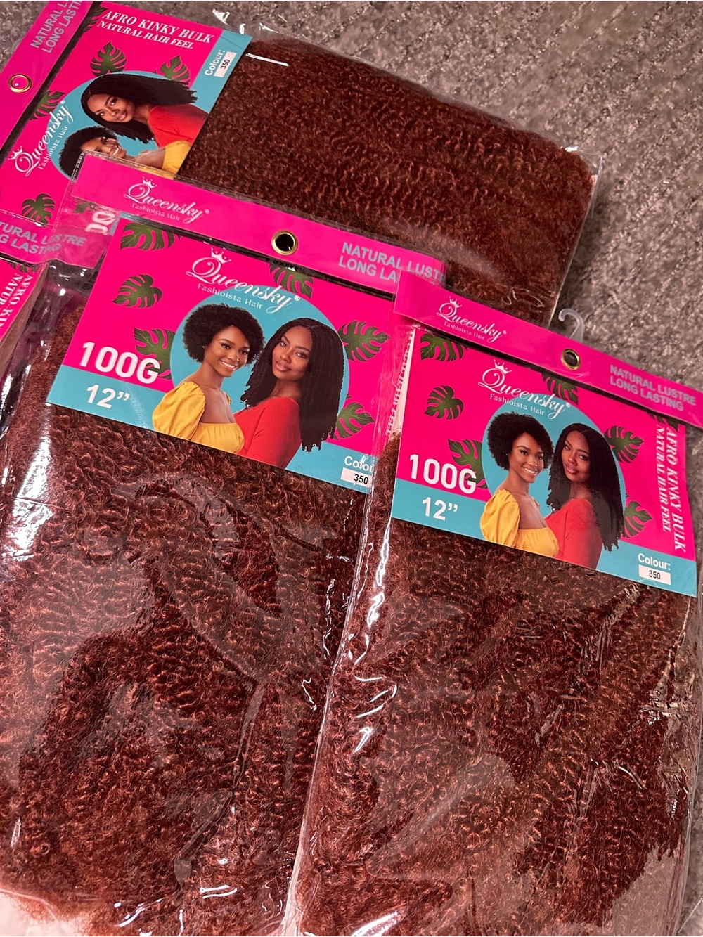Afro Kinky Bulk Hair Extensions 12" - Burgundy (Colour 350) for mini twist.